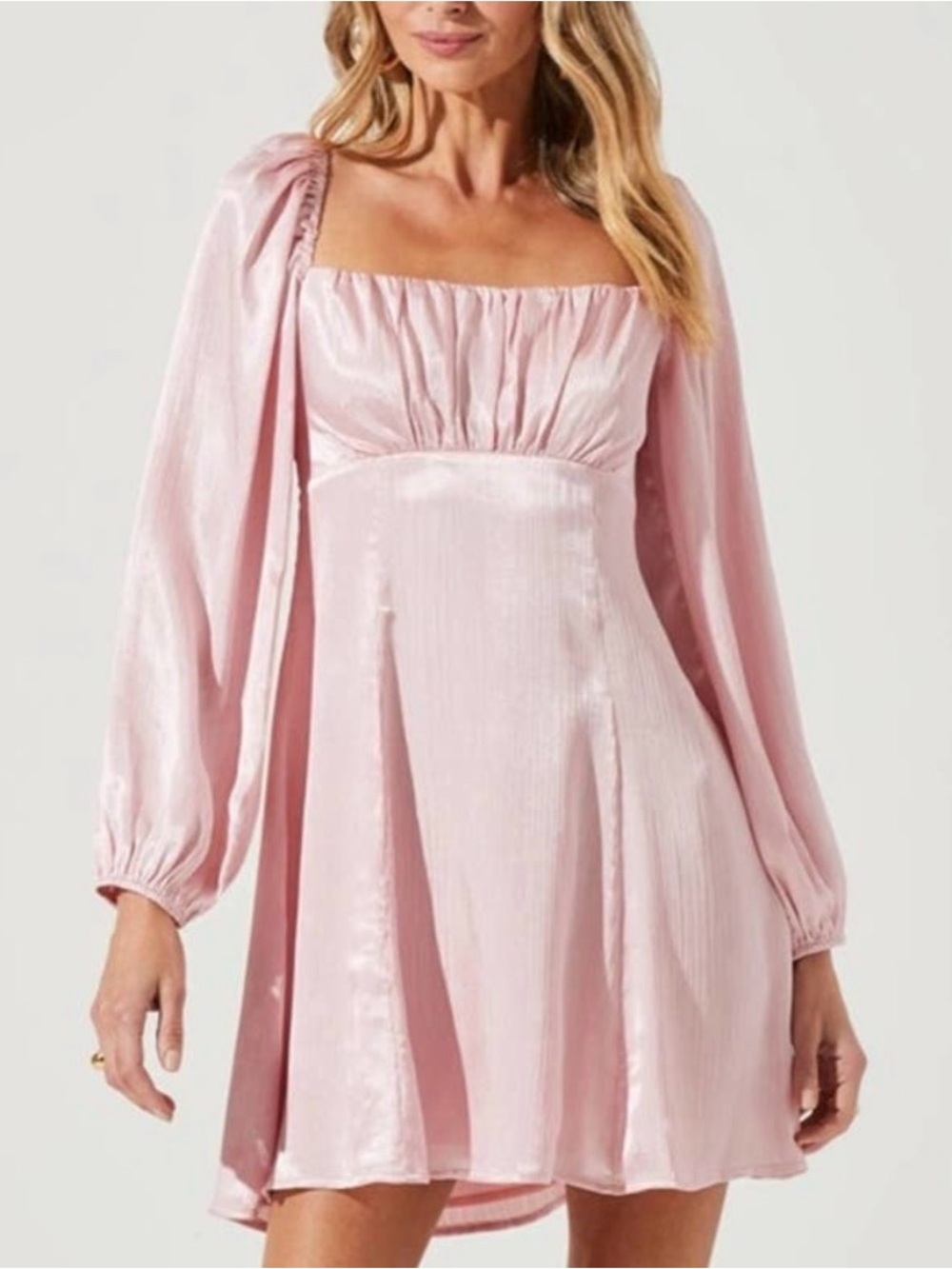 long-sleeve empire waist mini dress